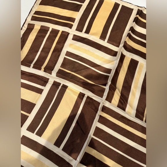 Echo Brown and Cream Silk Striped Scarf - Picture 5 of 6